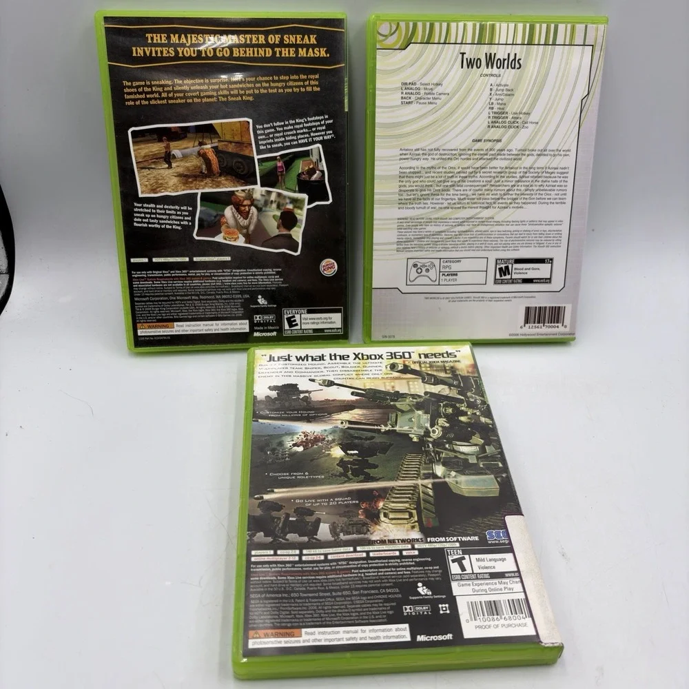 3 Xbox 360 Games Sneak King Two Worlds Chrome Hounds
